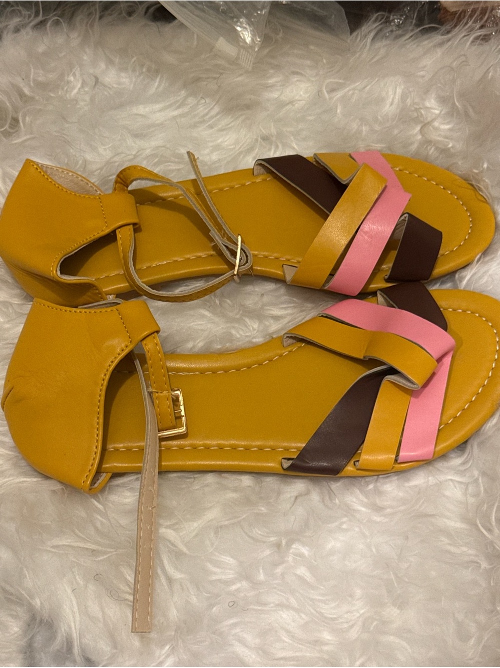 Women’s Yellow Multicolor Strappy Sandals